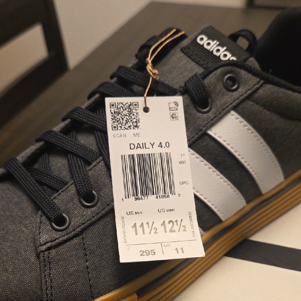 adidas Men’s Gray White Sneakers with Gum Sole - Picture 2 of 2